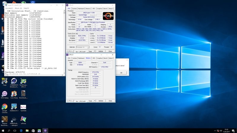Benchmark SuperPI 32M; memory stability rating